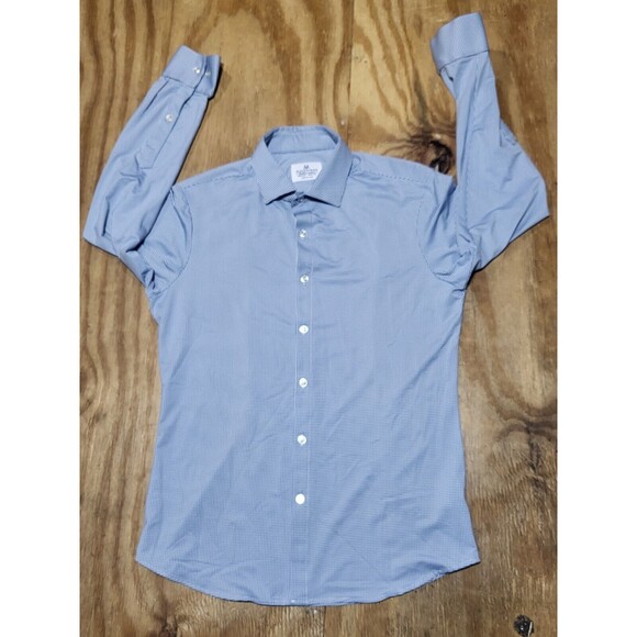 Mizzen Main Trim Fit Button Shirt Mens Medium Blue Checkered @ST - Picture 2 of 6